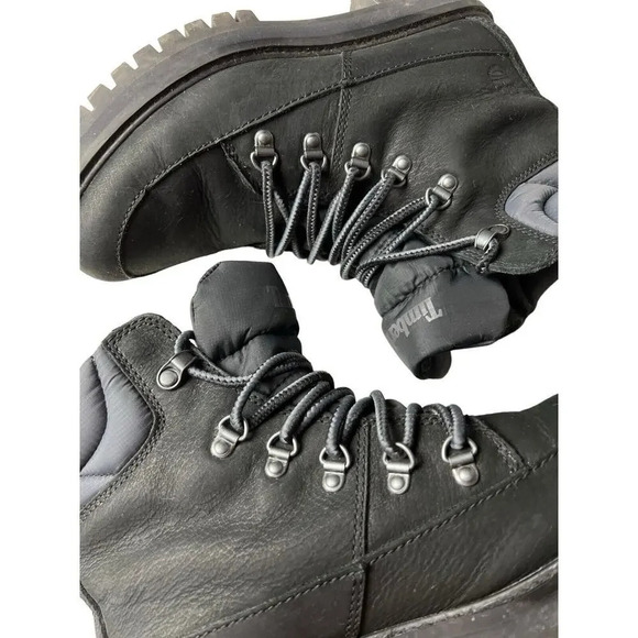 Timberland Courmayeur Valley Waterproof Leather Fabric Hiker Black Nubuck Sz 8.5 - Picture 4 of 11